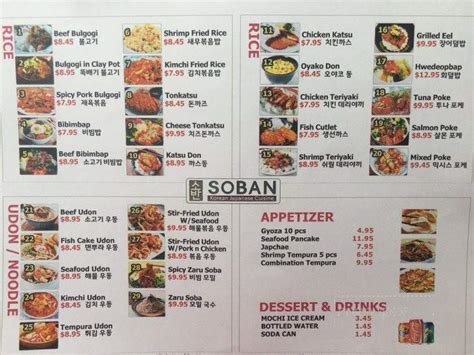 soban korean restaurant|soban korean eatery menu.